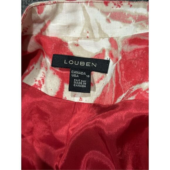 Louben linen blazer coral pink tan 10 M - Picture 4 of 8